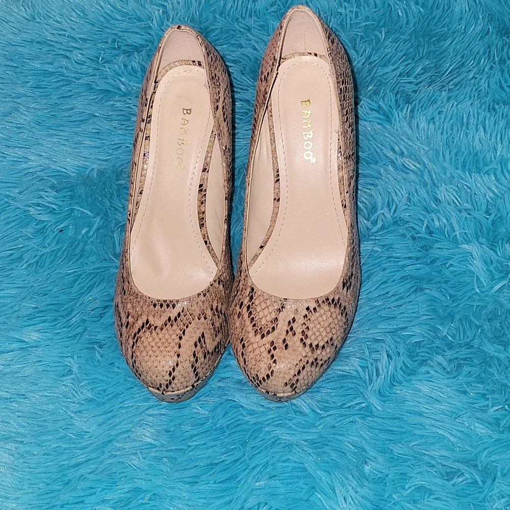 Bamboo Snakeskin Print Stiletto Heels Size 7.5 - Picture 2 of 8